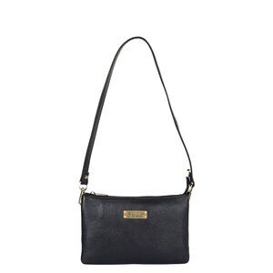 Black Genuine Leather Crossbody Organizer Bag for Women–Crossover Shoulder Purse